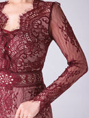 Andy/AN-OK2673/ワンピース/ミニドレス/ワンカラー/タイトワンピース/総レース/袖あり/長袖ワンピース