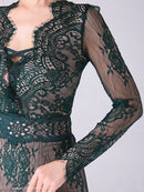 Andy/AN-OK2673/ワンピース/ミニドレス/ワンカラー/タイトワンピース/総レース/袖あり/長袖ワンピース