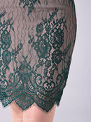 Andy/AN-OK2673/ワンピース/ミニドレス/ワンカラー/タイトワンピース/総レース/袖あり/長袖ワンピース