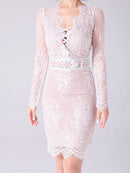 Andy/AN-OK2673/ワンピース/ミニドレス/ワンカラー/タイトワンピース/総レース/袖あり/長袖ワンピース