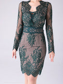 Andy/AN-OK2673/ワンピース/ミニドレス/ワンカラー/タイトワンピース/総レース/袖あり/長袖ワンピース