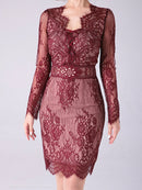 Andy/AN-OK2673/ワンピース/ミニドレス/ワンカラー/タイトワンピース/総レース/袖あり/長袖ワンピース