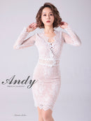 Andy/AN-OK2673/ワンピース/ミニドレス/ワンカラー/タイトワンピース/総レース/袖あり/長袖ワンピース