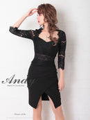Andy/AN-OK2685/ワンピース/ミニドレス/タイトワンピース/アクセサリー付き/袖あり/レース/ワンカラー