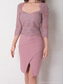 Andy/AN-OK2685/ワンピース/ミニドレス/タイトワンピース/アクセサリー付き/袖あり/レース/ワンカラー