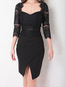 Andy/AN-OK2685/ワンピース/ミニドレス/タイトワンピース/アクセサリー付き/袖あり/レース/ワンカラー
