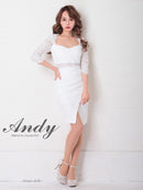 Andy/AN-OK2685/ワンピース/ミニドレス/タイトワンピース/アクセサリー付き/袖あり/レース/ワンカラー