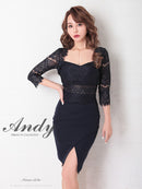 Andy/AN-OK2685/ワンピース/ミニドレス/タイトワンピース/アクセサリー付き/袖あり/レース/ワンカラー