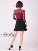 Andy/AN-OK2691/ワンピース/ミニドレス/バイカラー/キャバドレス/プリーツ/ラストワン/袖あり/貴咲モエカさん着用