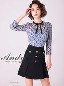 Andy/AN-OK2691/ワンピース/ミニドレス/バイカラー/キャバドレス/プリーツ/ラストワン/袖あり/貴咲モエカさん着用