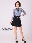 Andy/AN-OK2691/ワンピース/ミニドレス/バイカラー/キャバドレス/プリーツ/ラストワン/袖あり/貴咲モエカさん着用