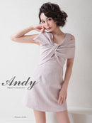 Andy/AN-OK2709/ワンピース/ミニドレス/キャバドレス/アシンメトリー/ワンカラー/Aライン/台形スカート
