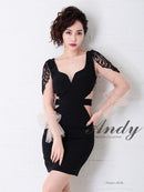 Andy/AN-OK2717/ワンピース/ミニドレス/ワンカラー/タイトワンピース/袖あり/ひかり着用