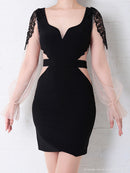 Andy/AN-OK2717/ワンピース/ミニドレス/ワンカラー/タイトワンピース/袖あり/ひかり着用