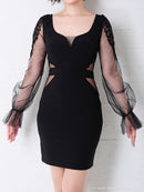 Andy/AN-OK2717/ワンピース/ミニドレス/ワンカラー/タイトワンピース/袖あり/ひかり着用