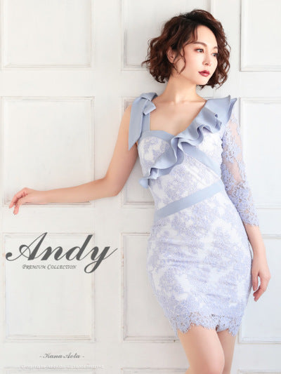 Andy/AN-OK2725/ワンピース/ミニドレス/キャバドレス/総レース/袖あり/リボン/フリル/タイト