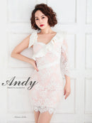 Andy/AN-OK2725/ワンピース/ミニドレス/キャバドレス/総レース/袖あり/リボン/フリル/タイト