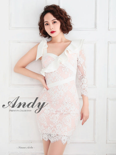 Andy/AN-OK2725/ワンピース/ミニドレス/キャバドレス/総レース/袖あり/リボン/フリル/タイト