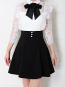 Andy/AN-OK2728/ワンピース/ミニドレス/フレアワンピース/リボン/長袖ワンピース/袖あり/切替ワンピース