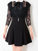 Andy/AN-OK2728/ワンピース/ミニドレス/フレアワンピース/リボン/長袖ワンピース/袖あり/切替ワンピース