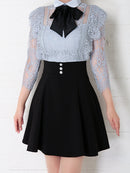 Andy/AN-OK2728/ワンピース/ミニドレス/フレアワンピース/リボン/長袖ワンピース/袖あり/切替ワンピース