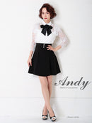 Andy/AN-OK2728/ワンピース/ミニドレス/フレアワンピース/リボン/長袖ワンピース/袖あり/切替ワンピース