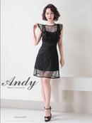Andy/AN-OK2729/ワンピース/ミニドレス/キャバドレス/スパンコール/チェック柄チュール/パイピング/フレア/フリルスリーブ/Aライン