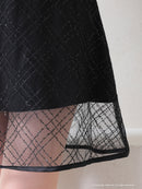 Andy/AN-OK2729/ワンピース/ミニドレス/キャバドレス/スパンコール/チェック柄チュール/パイピング/フレア/フリルスリーブ/Aライン