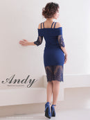 Andy/AN-OK2735/ワンピース/ミニドレス/タイトワンピース/レース/ワンカラー/オフショルダー/袖あり