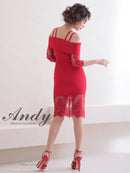 Andy/AN-OK2735/ワンピース/ミニドレス/タイトワンピース/レース/ワンカラー/オフショルダー/袖あり