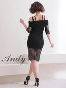 Andy/AN-OK2735/ワンピース/ミニドレス/タイトワンピース/レース/ワンカラー/オフショルダー/袖あり