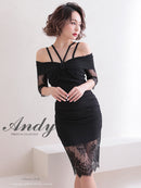 Andy/AN-OK2735/ワンピース/ミニドレス/タイトワンピース/レース/ワンカラー/オフショルダー/袖あり