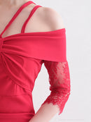 Andy/AN-OK2735/ワンピース/ミニドレス/タイトワンピース/レース/ワンカラー/オフショルダー/袖あり