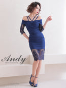 Andy/AN-OK2735/ワンピース/ミニドレス/タイトワンピース/レース/ワンカラー/オフショルダー/袖あり