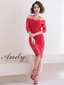 Andy/AN-OK2735/ワンピース/ミニドレス/タイトワンピース/レース/ワンカラー/オフショルダー/袖あり