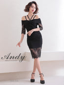 Andy/AN-OK2735/ワンピース/ミニドレス/タイトワンピース/レース/ワンカラー/オフショルダー/袖あり