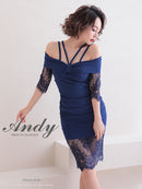 Andy/AN-OK2735/ワンピース/ミニドレス/タイトワンピース/レース/ワンカラー/オフショルダー/袖あり