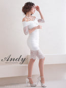 Andy/AN-OK2735/ワンピース/ミニドレス/タイトワンピース/レース/ワンカラー/オフショルダー/袖あり