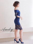 Andy/AN-OK2735/ワンピース/ミニドレス/タイトワンピース/レース/ワンカラー/オフショルダー/袖あり