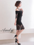 Andy/AN-OK2735/ワンピース/ミニドレス/タイトワンピース/レース/ワンカラー/オフショルダー/袖あり