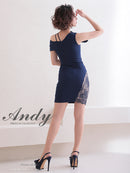 Andy/AN-OK2736/ワンピース/ミニドレス/ワンカラー/レース/リボンデザイン/オフショルダー/レーススリット