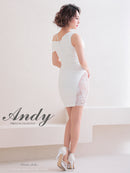 Andy/AN-OK2736/ワンピース/ミニドレス/ワンカラー/レース/リボンデザイン/オフショルダー/レーススリット