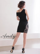 Andy/AN-OK2736/ワンピース/ミニドレス/ワンカラー/レース/リボンデザイン/オフショルダー/レーススリット