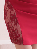 Andy/AN-OK2736/ワンピース/ミニドレス/ワンカラー/レース/リボンデザイン/オフショルダー/レーススリット