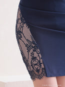 Andy/AN-OK2736/ワンピース/ミニドレス/ワンカラー/レース/リボンデザイン/オフショルダー/レーススリット