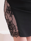 Andy/AN-OK2736/ワンピース/ミニドレス/ワンカラー/レース/リボンデザイン/オフショルダー/レーススリット