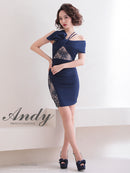 Andy/AN-OK2736/ワンピース/ミニドレス/ワンカラー/レース/リボンデザイン/オフショルダー/レーススリット