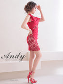 Andy/AN-OK2736/ワンピース/ミニドレス/ワンカラー/レース/リボンデザイン/オフショルダー/レーススリット