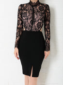 Andy/AN-OK2770/ワンピース/ミニドレス/キャバドレス/タイト/カットアウト/ウエストカット/長袖/袖あり/ハイネック