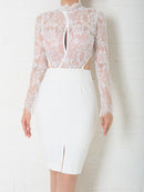 Andy/AN-OK2770/ワンピース/ミニドレス/キャバドレス/タイト/カットアウト/ウエストカット/長袖/袖あり/ハイネック